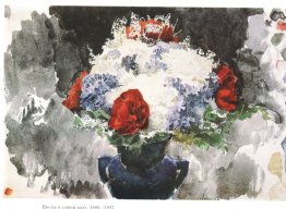 Bloemen in een blauwe vaas Bloemen in een blauwe vaas