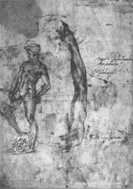 Studie voor een arm van de marmeren David en de figuur van de br Studie voor een arm van de marmeren David en de figuur van de br