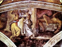 Plafond Sixtijnse Kapel: Judith draagt het hoofd van Holoferne Plafond Sixtijnse Kapel: Judith draagt het hoofd van Holoferne
