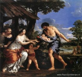 Romulus en Remus krijgen onderdak van Faustulus Romulus en Remus krijgen onderdak van Faustulus