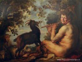 Satyr speelt fluit Satyr speelt fluit