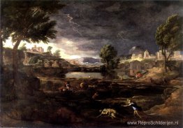 Stormachtig landschap met Pyramus en Thisbe Stormachtig landschap met Pyramus en Thisbe