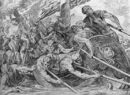 Odysseus landt op het strand van Hades Odysseus landt op het strand van Hades