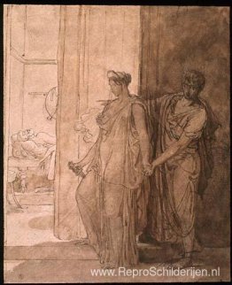 Clytemnestra aarzelt voordat hij de slapende Agamemnon doodt Clytemnestra aarzelt voordat hij de slapende Agamemnon doodt