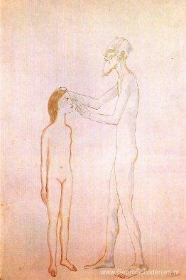 Blinde man en meisje Blinde man en meisje