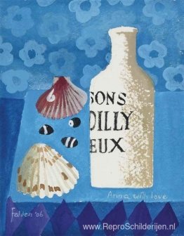 Stilleven met fles en schelpen Stilleven met fles en schelpen