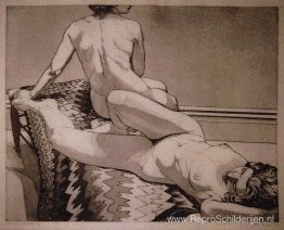 Twee naakten op een oud Indiaas tapijt Twee naakten op een oud Indiaas tapijt