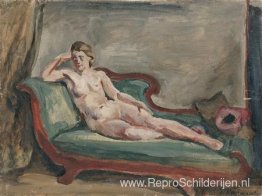 Het model. Schets voor schilderij 'Vrouw op de bank. " Het model. Schets voor schilderij 'Vrouw op de bank. "