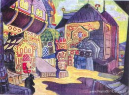 Het hof van prins Vladimir Galitsky (studie van scèneontwerp voo Het hof van prins Vladimir Galitsky (studie van scèneontwerp voo