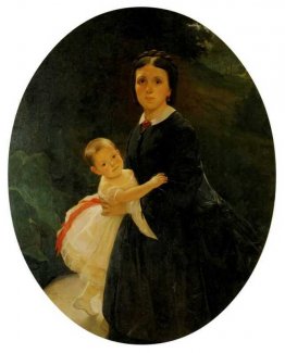 Portret van Shestova met dochter Portret van Shestova met dochter