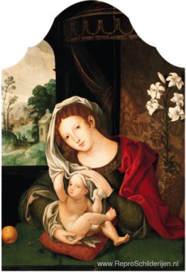 Madonna en Kind spelen met de sluier Madonna en Kind spelen met de sluier