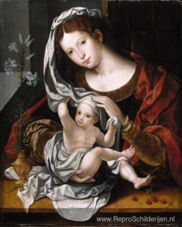 Madonna en Kind spelen met de sluier Madonna en Kind spelen met de sluier