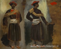 Twee gezichten van een staande Indiaan uit Calcutta Twee gezichten van een staande Indiaan uit Calcutta