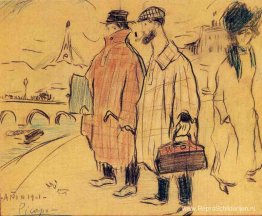 Pablo Picasso en Sebastìa Junyer-Vidal arriveren in Parijs Pablo Picasso en Sebastìa Junyer-Vidal arriveren in Parijs