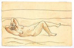 Liggende vrouw aan de kust Liggende vrouw aan de kust