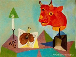 Kaars, palet, hoofd van de rode stier Kaars, palet, hoofd van de rode stier