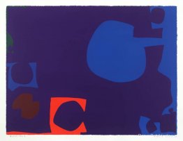 Blauw en diep violet met oranje, bruin en groen Blauw en diep violet met oranje, bruin en groen