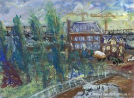 Uitzicht op KNSM-laan in Amsterdam stad Uitzicht op KNSM-laan in Amsterdam stad