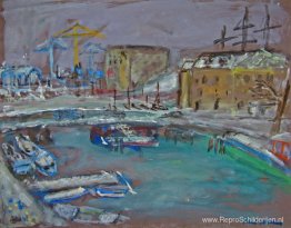 Uitzicht op de waterkant Oosterdok in de winter - Amsterdam stad Uitzicht op de waterkant Oosterdok in de winter - Amsterdam stad