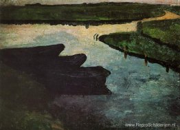 Moeraskanaal met turfschuiten Moeraskanaal met turfschuiten