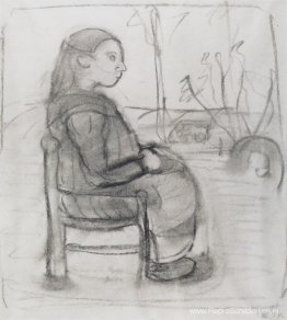 Zittend meisje in een landschap, naar rechts Zittend meisje in een landschap, naar rechts