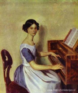 Portret van Nadezjda P. Zhdanovich aan de piano Portret van Nadezjda P. Zhdanovich aan de piano