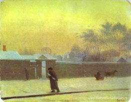 Winterse straat op Vasilievsky-eiland, Sint-Petersburg Winterse straat op Vasilievsky-eiland, Sint-Petersburg