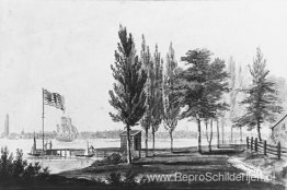 Philadelphia vanaf de overkant van de Delaware-rivier Philadelphia vanaf de overkant van de Delaware-rivier