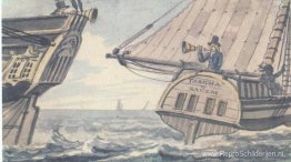 Ontmoeting van twee schepen in de zee Ontmoeting van twee schepen in de zee
