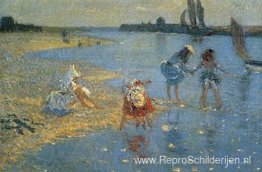 Walberswijk. Kinderen peddelen Walberswijk. Kinderen peddelen