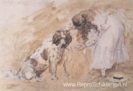 Meisje en St. Bernardhond Meisje en St. Bernardhond