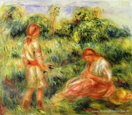 Twee jonge vrouwen in een landschap Twee jonge vrouwen in een landschap