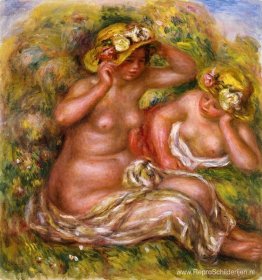 Twee vrouwen met bloemhoed Twee vrouwen met bloemhoed