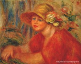Vrouw in een hoed met bloemen Vrouw in een hoed met bloemen