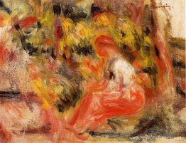 Jong meisje zittend in een tuin Jong meisje zittend in een tuin