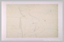 Studie van een jonge man gezien in de borst Studie van een jonge man gezien in de borst