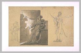 Vrouw die een kind vasthoudt en de schaduw ziet van omhelzende f Vrouw die een kind vasthoudt en de schaduw ziet van omhelzende f