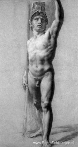 Mannelijk naakt dat zijn arm opsteekt Mannelijk naakt dat zijn arm opsteekt