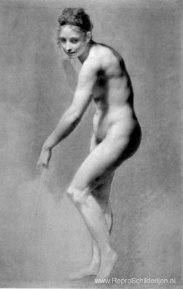 Vrouwelijk naakt leunend Vrouwelijk naakt leunend