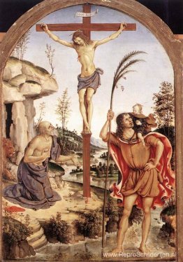 De kruisiging met Sts. Jeroen en Christoffel De kruisiging met Sts. Jeroen en Christoffel