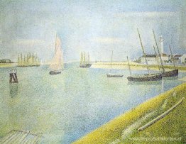 Het Kanaal bij Gravelines, in de richting van de zee Het Kanaal bij Gravelines, in de richting van de zee