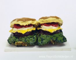 Twee cheeseburgers, met alles (dubbele hamburgers) Twee cheeseburgers, met alles (dubbele hamburgers)