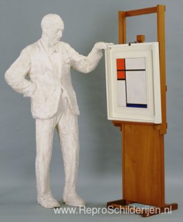 Portret van Sidney Janis met Mondriaan-schilderij Portret van Sidney Janis met Mondriaan-schilderij