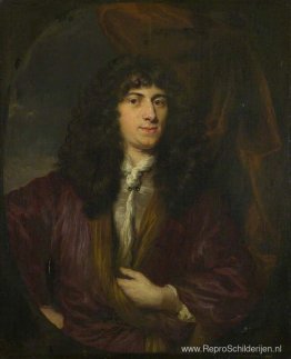 Portret van een man met een zwarte pruik Portret van een man met een zwarte pruik