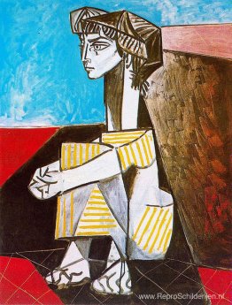 Portret van Jacqueline Roque met haar handen gekruist Portret van Jacqueline Roque met haar handen gekruist