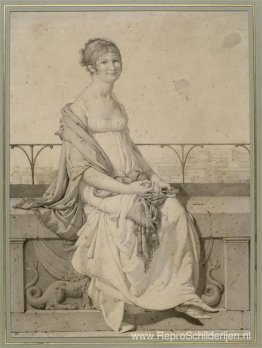 Portret van mevrouw Barbara Bansi zittend in een Italiaans lands Portret van mevrouw Barbara Bansi zittend in een Italiaans lands