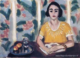 Vrouwenlezing met perziken Vrouwenlezing met perziken