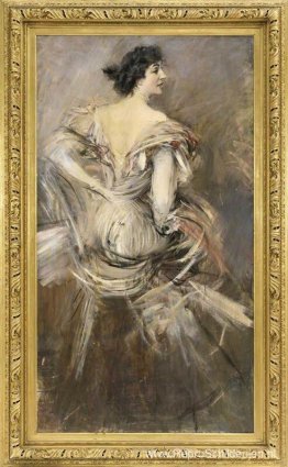 Dame in bruine avondjurk Dame in bruine avondjurk