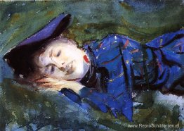 Violet rustend op het gras Violet rustend op het gras