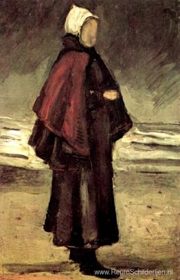 Vissersvrouw op het strand Vissersvrouw op het strand